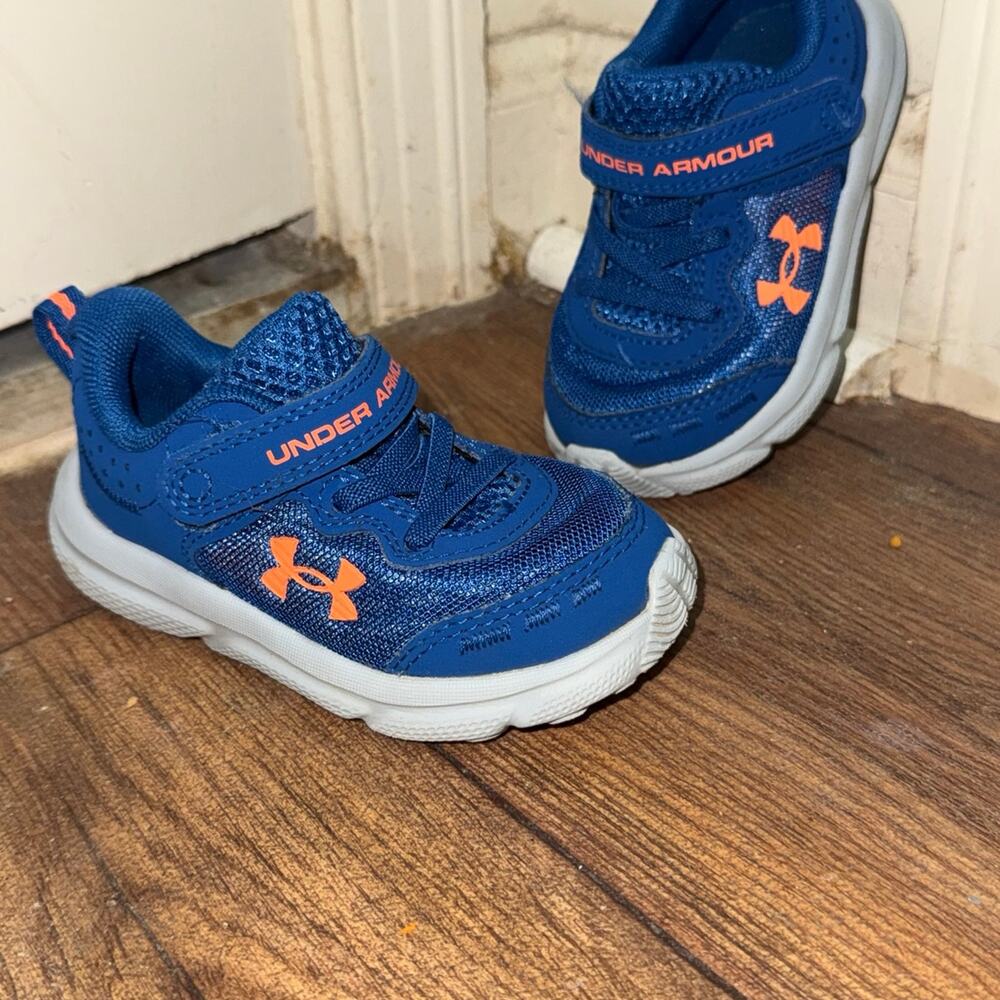 Under Armour Toddler Shoes Size 6K Blue & Orange Athletic Sneakers – EUC